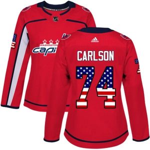 Damen Washington Capitals Trikot John Carlson 74 Rot USA Flag Fashion Authentic